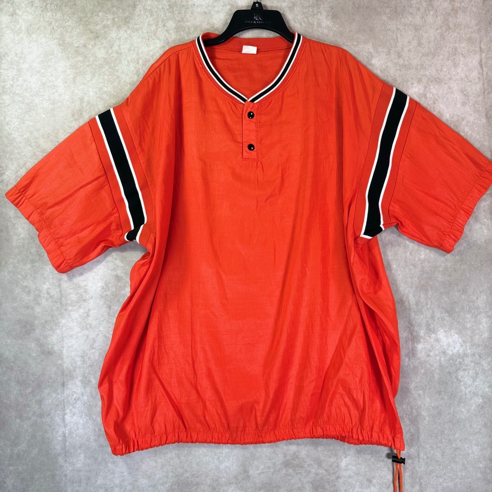 Vintage 90s DeLong Batting Jacket Men 2XL Orange Pullover Windshirt Streetwear